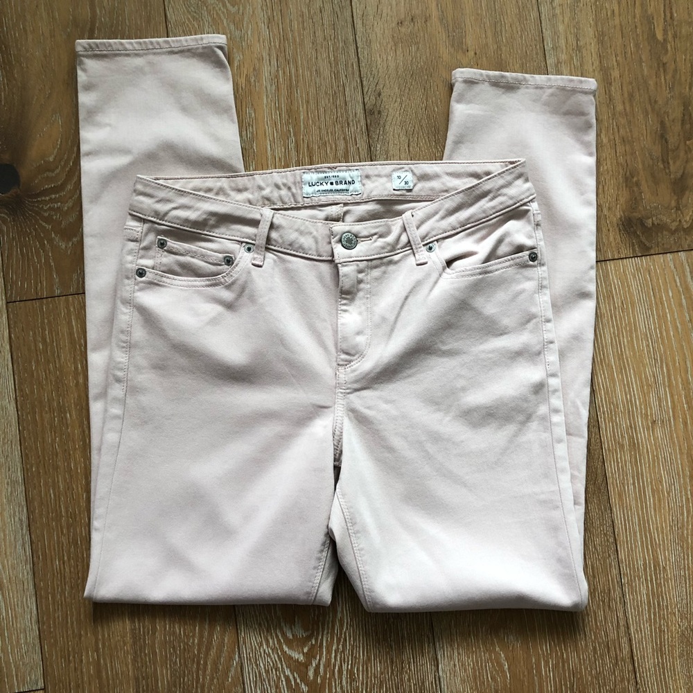 Lucky Brand pale pink skinny jeans